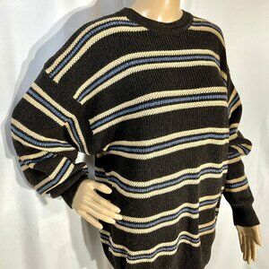 Roundtree & Yorke Brown Stripe Mens L Sweater